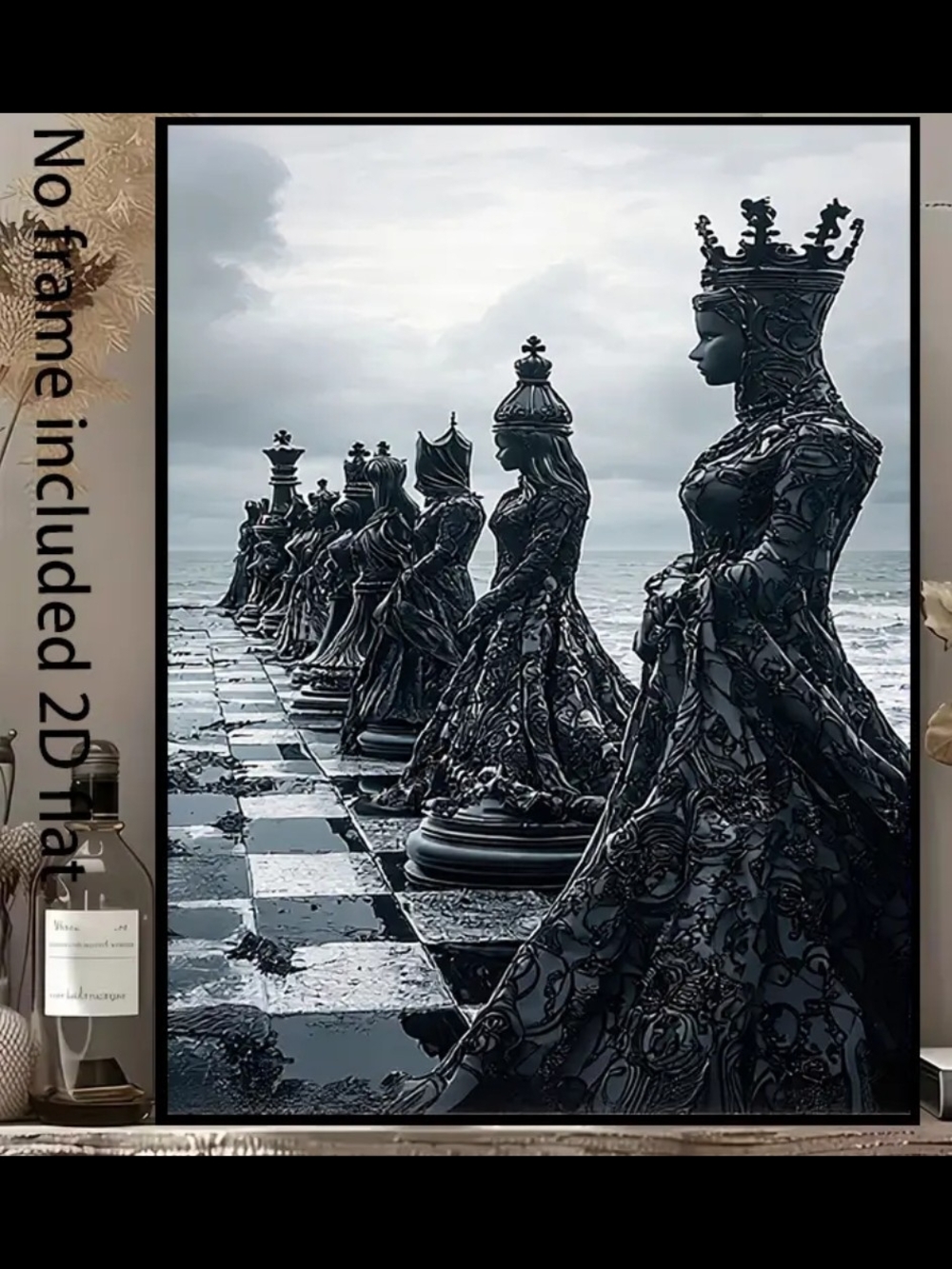 Black Ornate Chess Piece Wall Art Print